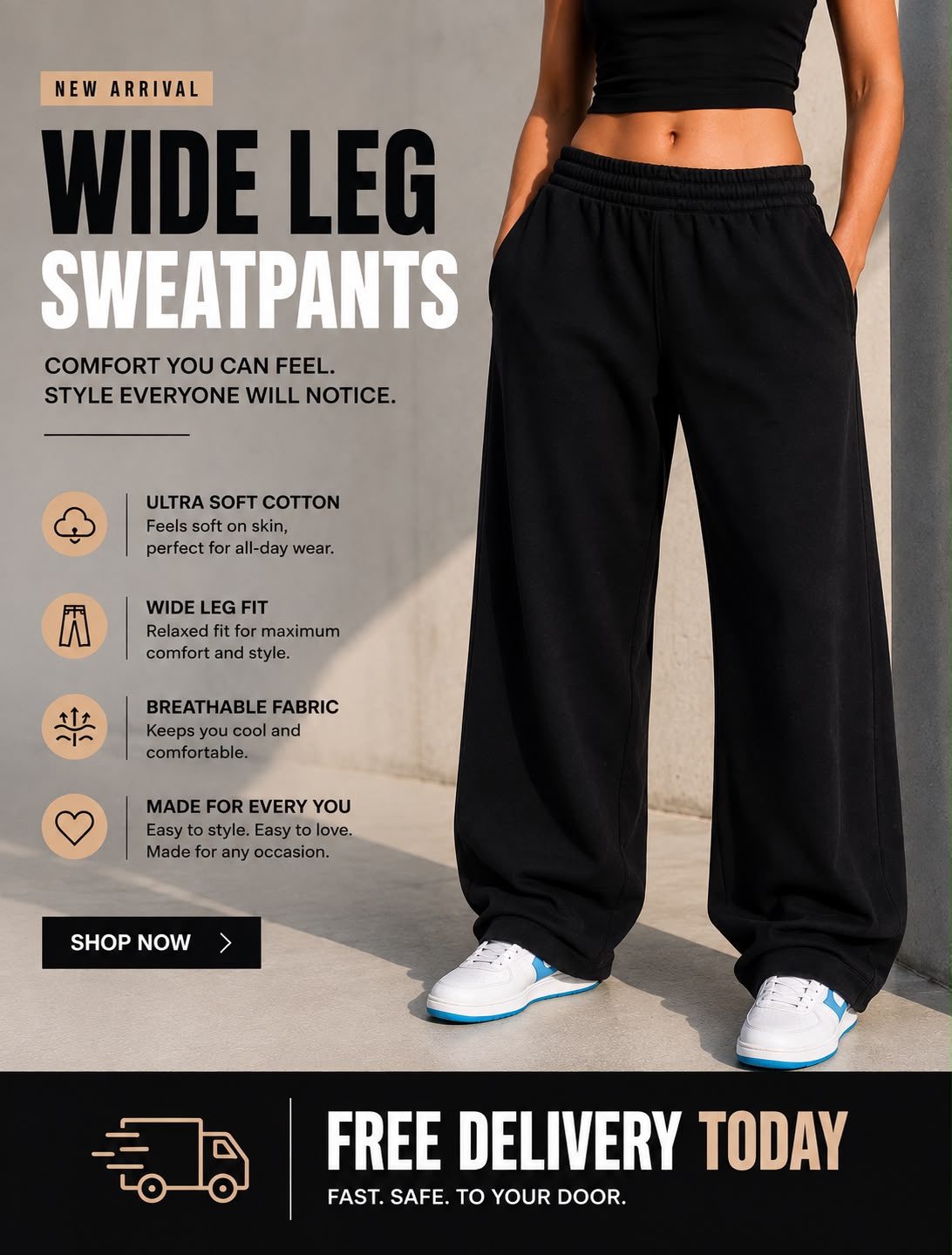 Sweatpants Wide leg Cotton